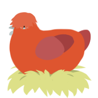 A vermilion and red chicken
