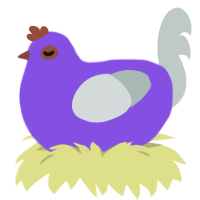 Lovely, a blurple and silver chicken