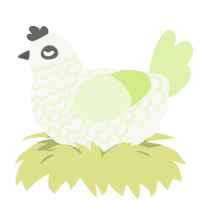 A white and apple chicken with a lace pattern