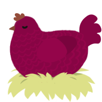 A maroon chicken with a lace pattern