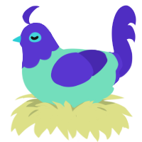 Piscine, a mint and indigo chicken with a head pattern