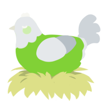 A grass and mist chicken with a head pattern