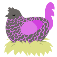 Cellar Dust, a grey and orchid chicken with a lace pattern