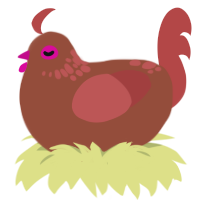 A russet and red chicken with a neck-speckle pattern