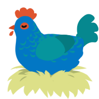 fish kite, a sapphire and teal chicken with a half-lace pattern
