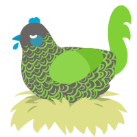 A grey and grass chicken with a double-lace pattern