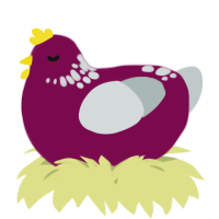 A wine and silver chicken with a neck-speckle pattern