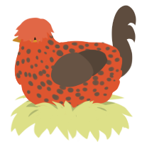 Pumpkin Spice, a vermilion and bark chicken with a speckle pattern