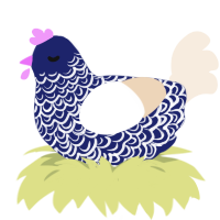 A navy and cream chicken with a double-lace pattern