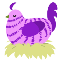 SPRING BREEZE, a lavender and violet chicken with a bar pattern