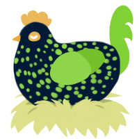 Noctiluca, a tumblr and grass chicken with a speckle pattern