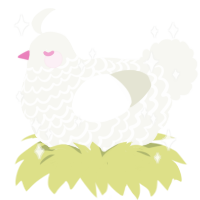 Pompom, a white chicken with a lace pattern