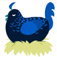 Cee, a tumblr and ultramarine chicken with a half-lace pattern