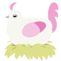 Susanne, a white and pink chicken
