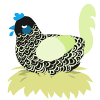 A sable and apple chicken with a double-lace pattern