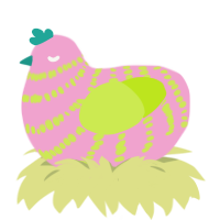 lima beanz, a pink and lime chicken with a bar pattern