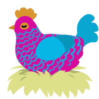Cacophonous, a fuchsia and cerulean chicken with a lace pattern