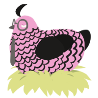 A pink and sable chicken with a lace pattern