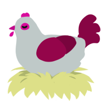 Lamplight, a silver and maroon chicken