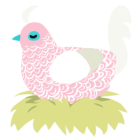A rose and white chicken with a double-lace pattern