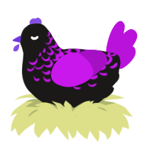 Lotharia, a sable and amethyst chicken with a half-lace pattern