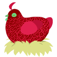 Symbolic Rose Bush, a maroon and amethyst chicken with a double-lace pattern