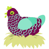 A wine and mint chicken with a lace pattern