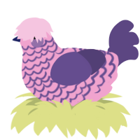 A pink and overcast chicken with a lace pattern