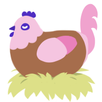 strawberry icing, a brown and pink chicken with a head pattern
