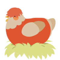 Pumpkin spice emo, a vermilion and beige chicken with a head pattern
