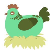 Failure 1, a spring and olive chicken with a neck-speckle pattern