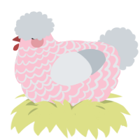 Semi-Plucked Gull, a rose and mist chicken with a lace pattern
