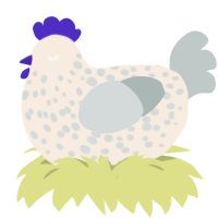 A cream and silver chicken with a speckle pattern