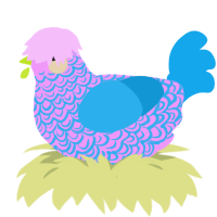A lavender and sky chicken with a double-lace pattern