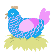 A sky and lavender chicken with a lace pattern