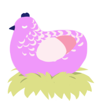 A lavender and rose chicken with a half-lace pattern