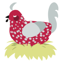 Freakta Clause, a crimson and silver chicken with a speckle pattern