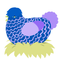 Candy Floss, a ultramarine and lilac chicken with a lace pattern