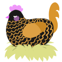 A sable and orange chicken with a lace pattern