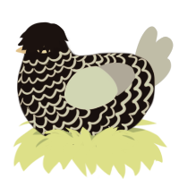 Fumèe Noire, a sable and mist chicken with a lace pattern