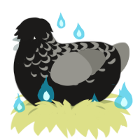 Ghostie, a sable and ash chicken with a half-lace pattern