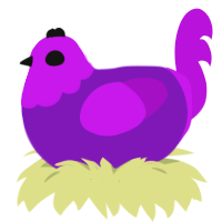 Silent Destroyer, a violet and amethyst chicken with a head pattern