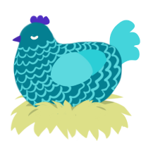A sea and aqua chicken with a lace pattern