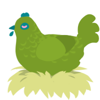 Mary Jane, a chartreuse chicken with a half-lace pattern
