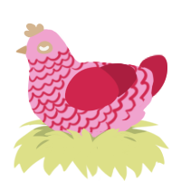 Strawberry, a pink and crimson chicken with a lace pattern