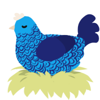 Riptide, a sky and navy chicken with a double-lace pattern