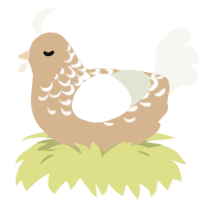 A beige and white chicken with a half-lace pattern