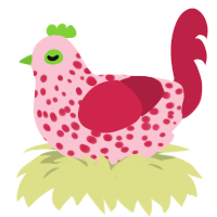 Strawberry, a rose and crimson chicken with a speckle pattern