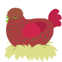 Chocolate Strawberry, a russet and crimson chicken with a lace pattern