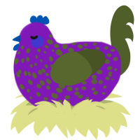 Liberal Joker, a violet and olive chicken with a speckle pattern